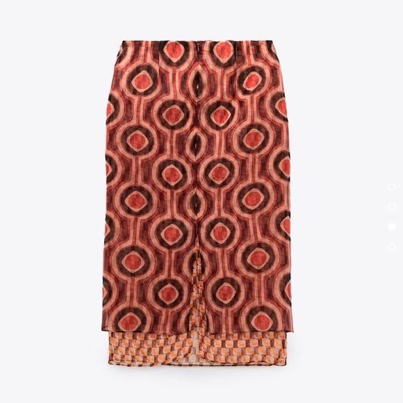 ZARA 2 PIECE SET GEOMETRIC PRINT ORGANZA MINK TOP AND TULLE SKIRT - Picture 7 of 10